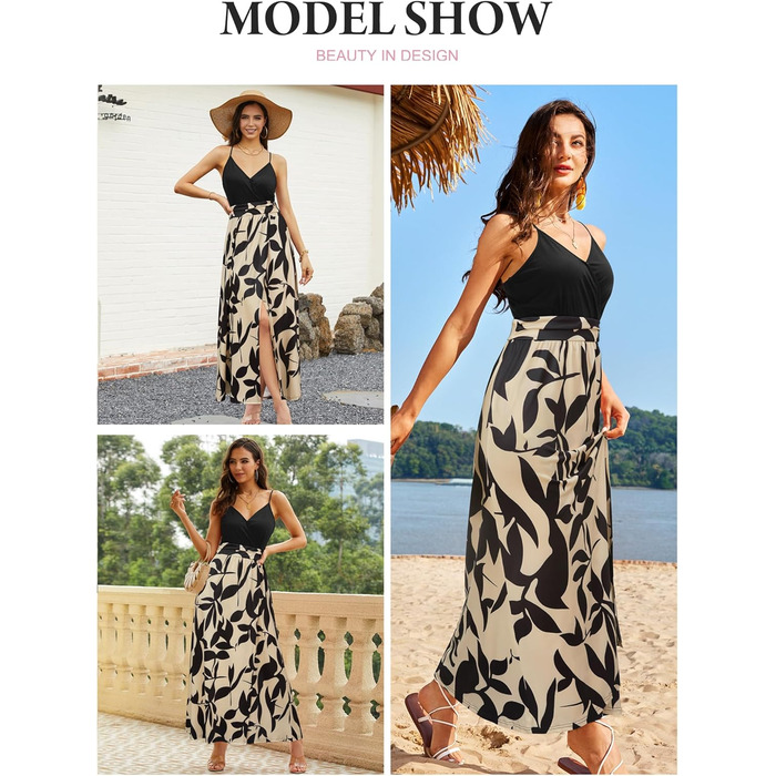 Сукня довга Soerkleid квіткова з розрізом та V-подібним вирізом на бретельках для гостей весілля (XL)