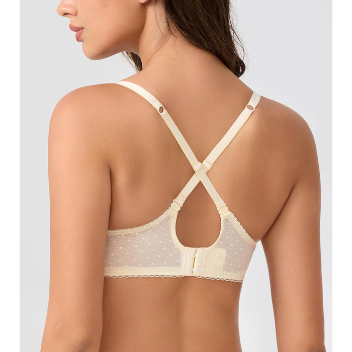 Дизайнерський бюстгальтер Lemorosy для дірндль з кісточками, пуш-ап, мереживо, балконетка, напівчашка, прозорий (75B, бежевий)