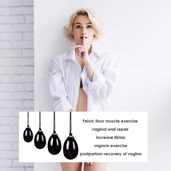 Набір для вагінального масажу з нефриту Yoni Egg - 40x25 мм, зелений