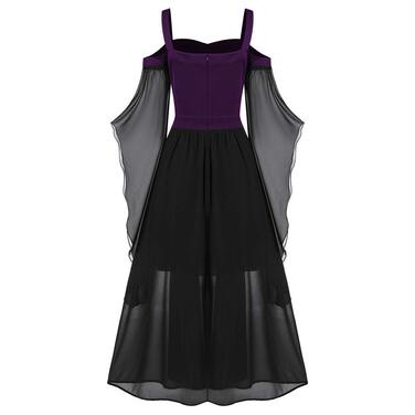 Сукня CHARMMA Готичний Хелловін, жіноча, розмір XL, A-силует, довге, з бантинними рукавами, для свята, косплей, вечірка (фіолетовий)