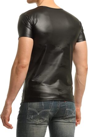 Чоловіча сорочка з ефектом латексу та вставками з сітки XL