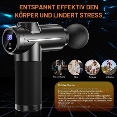 Перкусійний масажер Massage Gun для глибокого масажу тканин, 32 рівні швидкості, 8 насадок для спини, плечей та всього тіла