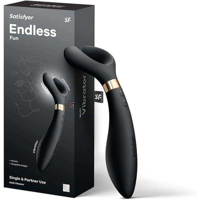 Вібратор для пар Satisfyer Endless Fun: 33 функції, 100 вібрацій | Сильний та тихий для жінок та чоловіків | Іграшка для дорослих, як дildo та для стимуляції клітора | Чорний | 1 шт.