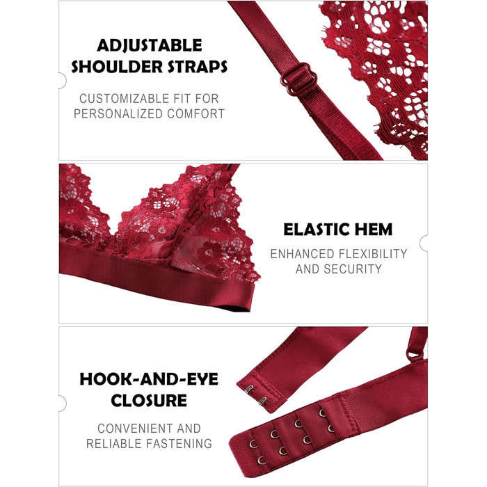 Даен BH 3 шт. мереживний бюстгальтер без кісточок, мереживний бюстгальтер Даен, сексуальний прозорий бюстгальтер, бюстгальтер без кісточок, бюстгальтер балконет, бюстгальтер пуш-ап, S-L, білий, чорний, блакитний (рожевий, червоний, блакитний, M)