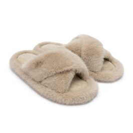 Жіночі домашні капці Chantomoo з ефектом пам'яті (Memory Foam), плюшеві та м'які з перехресними ремінцями, коричневі, розмір 40/41 EU