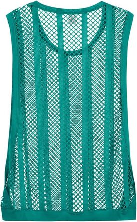 Жіночий топ YAHWULAI з прозорою вставкою, без рукавів, стильний, кремовий, розмір XL