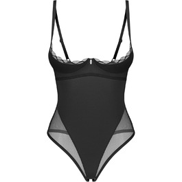 Сексуальний жіночий комплект нижньої білизни Selente Love & Fun: боді/відкритий боді/бодісток та сатинова маска для очей, чорний сітка, S-M, виготовлено в ЄС