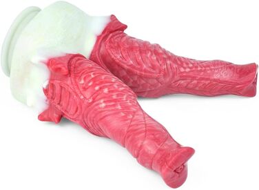 Двофалічний секс-іграшка Jixaxe з силікону, червона (для вагінальної та анальної стимуляції)