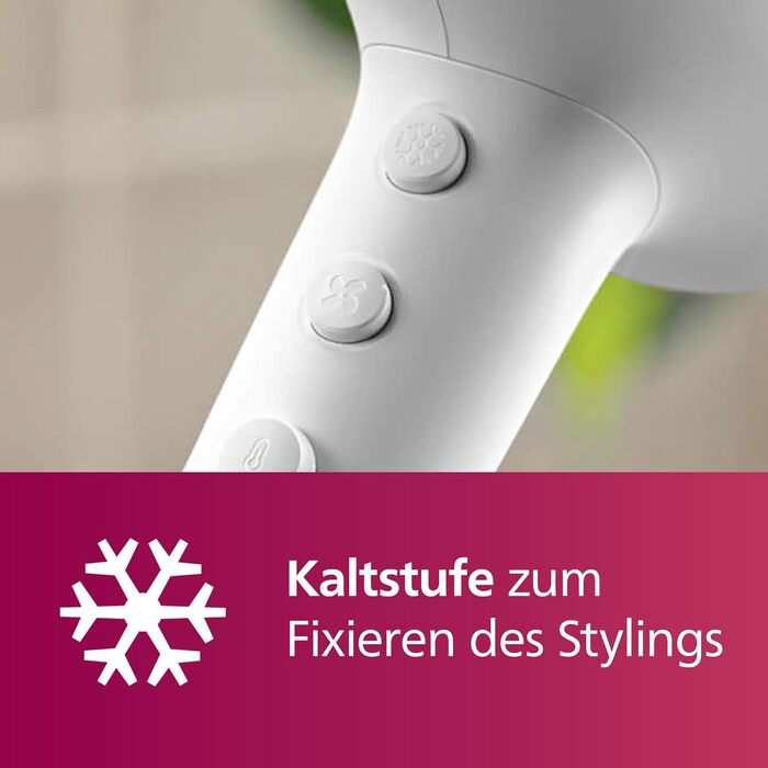Фен для волосся Philips 5000 Series BHD500/20 з технологією ThermoShield, іонізацією, 2100 Вт, білий, з диффузором та стилізуючою насадкою