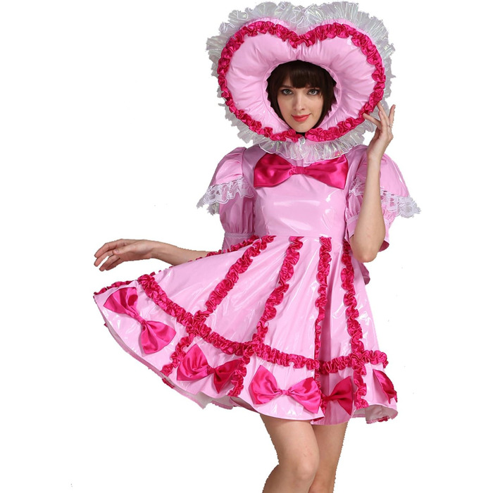 Костюм для дорослих (Sissi) з ПВХ, рожевий, з замком, уніформа для прислуги GOceBaby