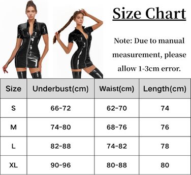 Міні-сукня з еластичної шкіри на блискавці, облягаюча, чорна (S, короткий рукав)