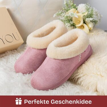 Жіночі зимові капці EverFoams з ефектом пам'яті (Memory Foam), теплі плюшеві та протиковзкі, колір Rose, розмір 40/41 EU