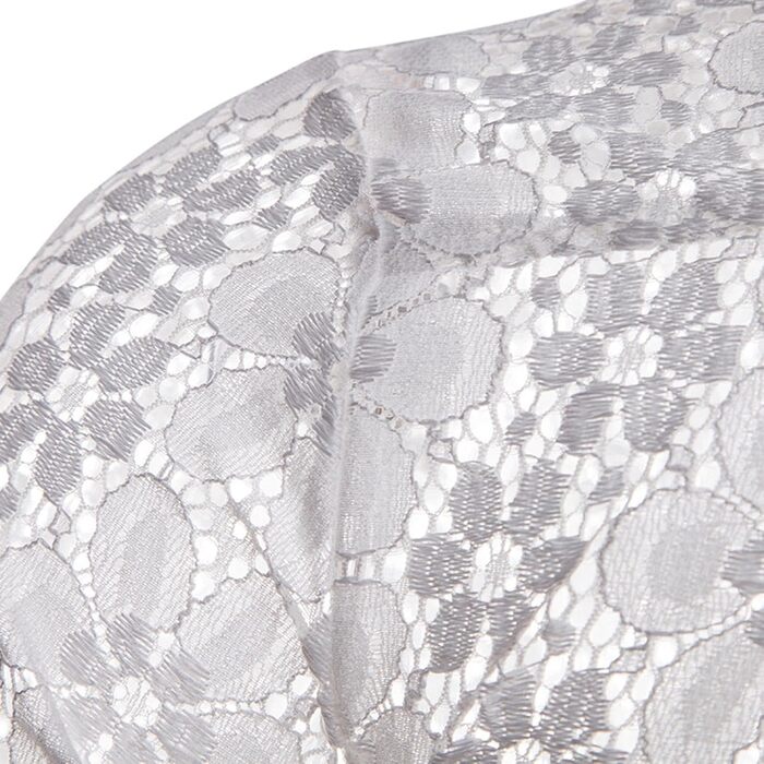 Чоловіча сорочка HanzhuoLG з вирізами, прозора мереживна сорочка з відкладним коміром, довгі рукави, чорна, XL