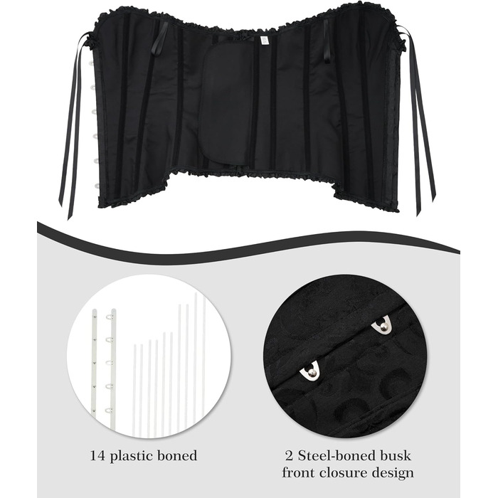 Корсет для жінок - бюстєль-корсет, чорний, розмір XS