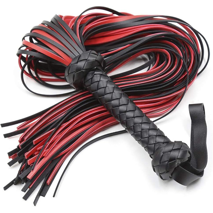 Чорна/червона батіг для BDSM, батіг для сексуальних ігор, батіг для бондейджу, довжина 64.5 см