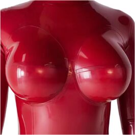 Комбінезон з латексу ZQIAOYUUPHOWF для жінок та чоловіків з імітацією грудей, 3D-латексний боді, червоний, 3XL