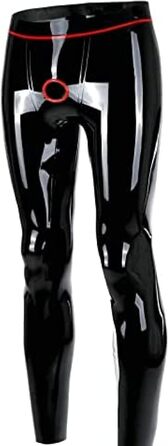 Чорні латексні легінси для чоловіків з відкритим кроком, ручної роботи, XL