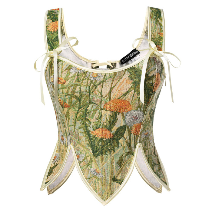 Корсет SCARLET DARKNESS у стилі Ренесанс з квітковим принтом, жовті квіти (44)