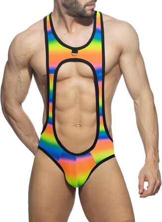 Боді для чоловіків SRZYMJ: спортивний костюм для тренувань, боксерські шорти, комплект нижньої білизни, Y-подібний відкритий спин, білий, L