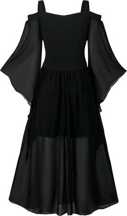 Костюм Ренесанс для жінок: середньовічне плаття з рукавами-трубами, готичне максі, для карнавалу, Хелловіну, вечірки, чорний