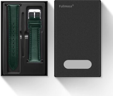 Шкіряний ремінець Fullmosa 22 мм для Samsung Galaxy Watch 46 мм, Galaxy Watch 3 45 мм, Gear S3 Frontier/Classic, колір зелений, срібляста застібка