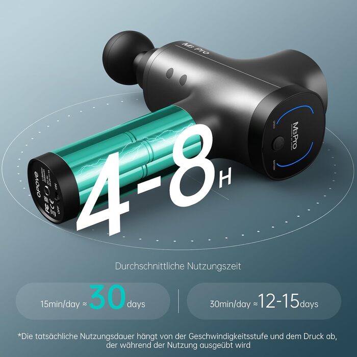 Перкусійний масажер OPOVE M3 Pro 2 Massage Gun з LED-дисплеєм, 2500 об/хв, для зняття м'язового болю, світло-сірий