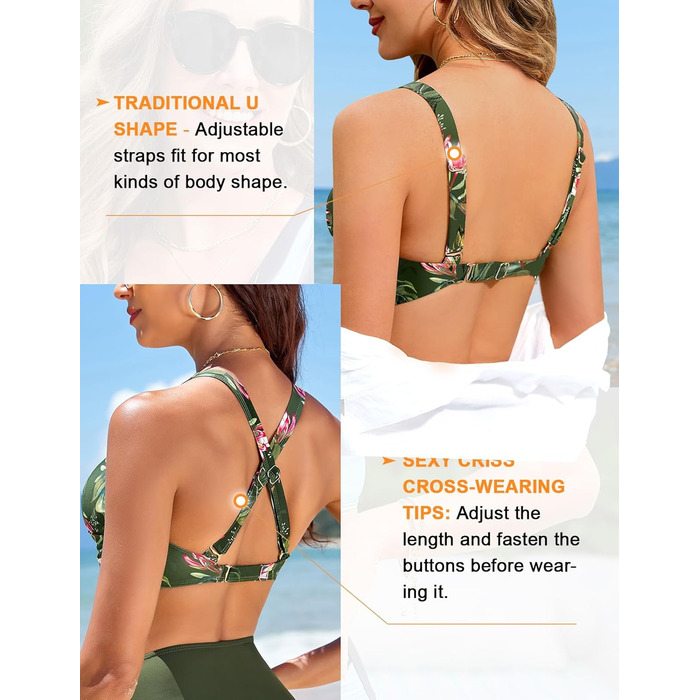 БІКІНІ Nadeer для жінок: сексуальний V-подібний виріз, push-up, двокомпонентний купальник, перехресний дизайн, висока талія, пляжний аксесуар, рожево-зелений колір (M)
