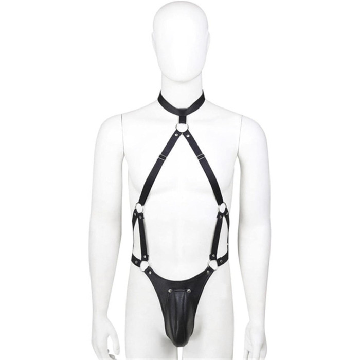 Штани-мішки з шкіри для чоловіків VOIV, сексуальний костюм для чоловічого стрип-танцю, відкритий крок, комбінезон з обв'язкою, штани