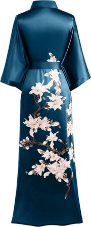 Babeyond Халат кімоно, довгий, квітковий принт, сатин, нічна сорочка, шовковий халат для вечірок, універсальний розмір, темно-зелений