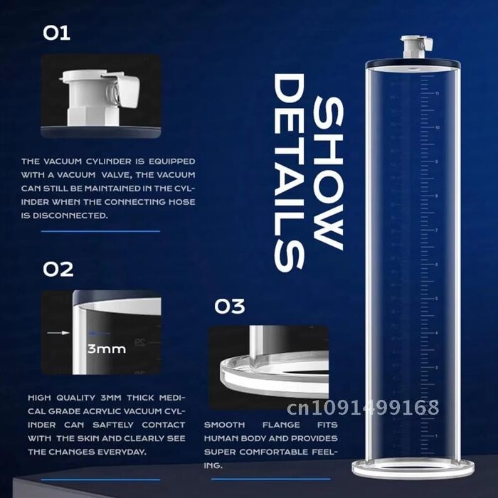 Вакуумний екстендер для збільшення пеніса Guspiun з манометром, для тренувань та SM, 12*2.5IN