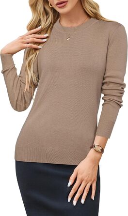 Жіночий в'язаний светр Arach&Cloz Wolle Blend Pullover Daen Basic, вовняний суміш, колір A-camel 02, розмір XL