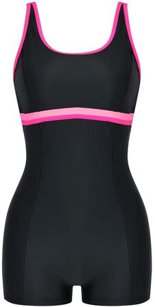 Купальник жіночий спортивний суцільний Racerback/U-Back Damen чорний/рожевий, моделюючий тіло, розмір 42