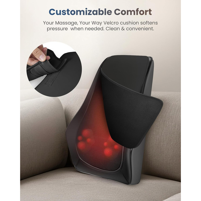 Масажер для шиї та спини COMFIER: Shiatsu 4D розминаючий масажер з підігрівом для ніг та м'язів, чорний