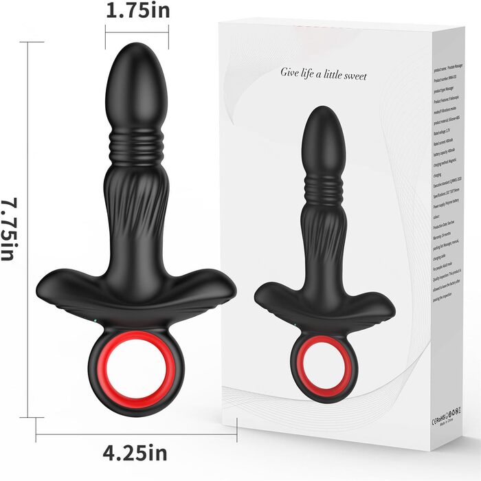 Вібратор для простати для чоловіків, стимулятор простати з 9 режимів вібрації, телескопічний дизайн, пульт дистанційного керування, анальний плагін для пар, чорний