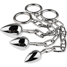 Анальні кульки та масажери для ануса з металу (3 шт.) - металевий анальний плаг, кільце для простати, масажер для чоловіків та жінок