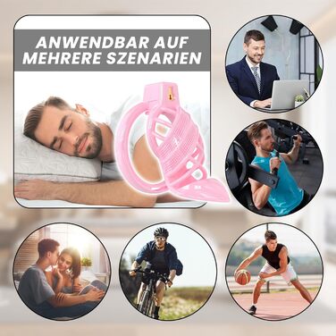 Набір для БДСМ: клітка для статевих органів, вібратор, 6 кільця для пеніса, керування через додаток, для чоловіків та пар (рожевий)