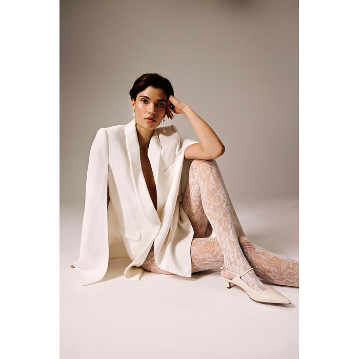 Штрипки FALKE x Kaviar Gauche для жінок, прозорі, розкішні, для весілля, без гумки, тонка шва на кінчику, м'яка тканина, білий перламутр, S-M, 1 шт.