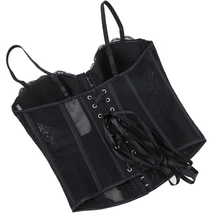 Топ-корсет жіночий у стилі Ренесанс з сітчастими вставками для вечірніх образів – побачення, осінній стиль, милий кроп-топ для вечірки, клубу, танк з корсетним шнуруванням #04-чорний XS