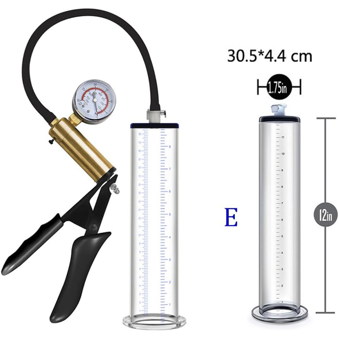 Насос для збільшення статевого члена Jpscor - преміум якість, з манометром, силіконовий, для чоловіків, SM, Ерекція, Е-30, 5*4,4 см