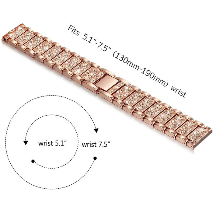 Металевий ремінець Abanen для годинників Fossil Gen 5 42mm та Gen 6 (жіночий), 18 мм, з кристалами та швидким замком, сумісний з Fossil Q Venture 3/4 покоління, колір: спорт червоне золото