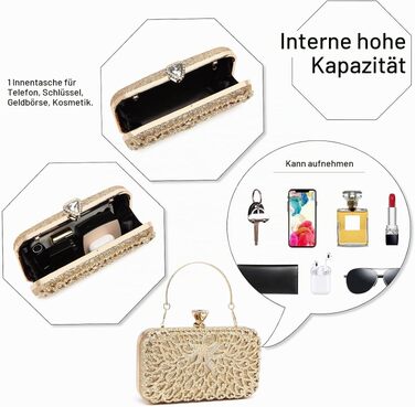 Жіночий вечірній клатч Miss Lulu з бісером та жорстким каркасом, золотиста сумка для вечірок та урочистостей з від’ємним ланцюжком
