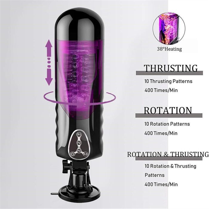 Автоматичний мастурбатор для чоловіків з 10 режимами ротації та телескопічною конструкцією, нагрівання