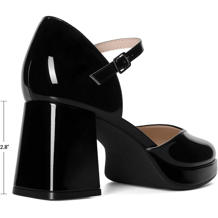 Жіночі туфлі Mary Jane Dream Pairs на масивній платформі, чорний лак (розмір 40 EU)
