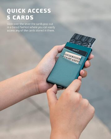 Чоловічий RFID/NFC картхолдер-гаманець VULKIT зі слотом для купюр, мінімалістичний портмоне для 5-7 карток (Смарагдово-зелений)