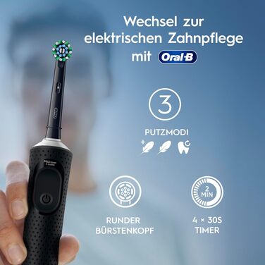 Електрична зубна щітка Oral-B Vitality Pro, чорна, 3 режими чищення, 1 насадка в комплекті
