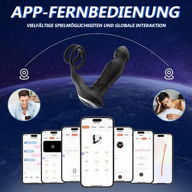 Анальні вібратори 3-в-1 для чоловіків: вібратор, плагін, керування через додаток. 9 режимів, сексуальні іграшки для чоловіків