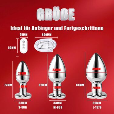 Анаlvibrator ChicLSQ з LED підсвіткою та пультом дистанційного керування Bluetooth, 9 режимів, нержавіюча сталь, для чоловіків та жінок