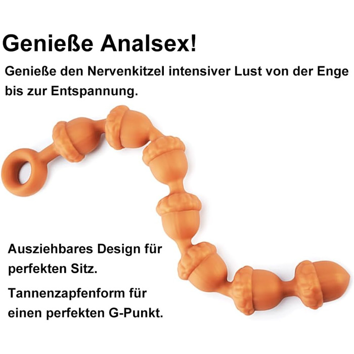 Анальні кульки з силікону NAIXBTY Extra Lang (7 кульок) з ланцюгом, анальні пробки, для чоловіків та жінок