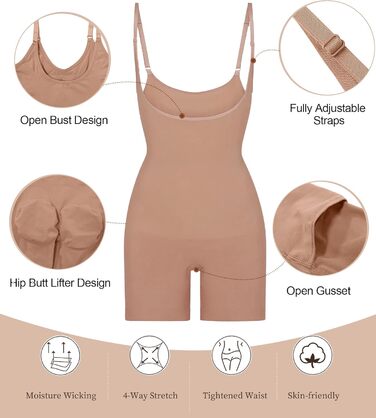 SHAPERX Формотворчий боді для жінок, спідниця Sienna-Shorts, XXS-XS