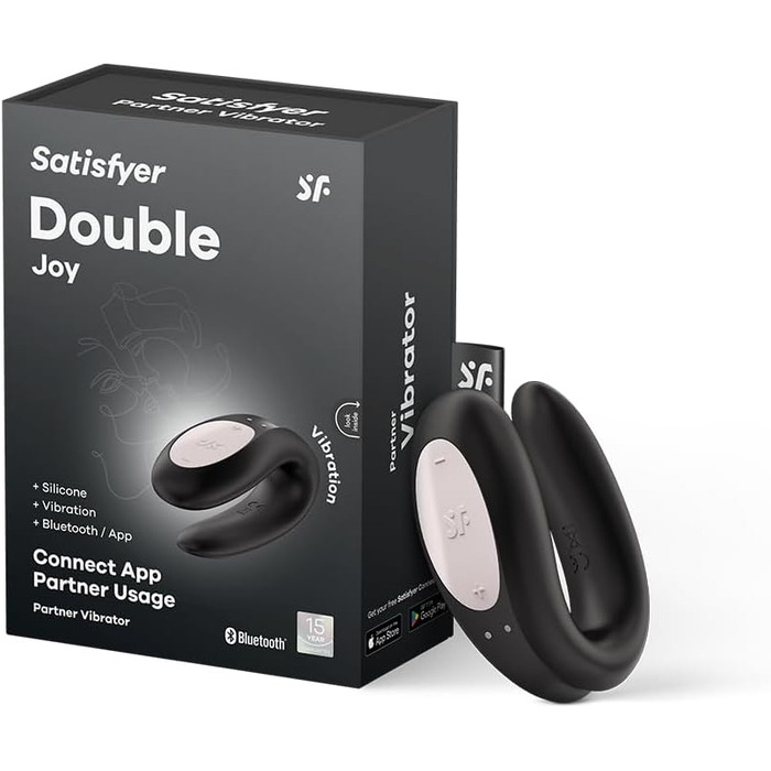 Satisfyer Double Joy Connect App - парний вібратор для пар | Керування через додаток | Чорний | 9 см